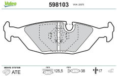 Sada brzdových destiček, kotoučová brzda VALEO 598103
