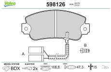 Sada brzdových destiček, kotoučová brzda VALEO 598126