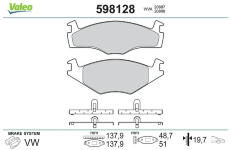 Sada brzdových destiček, kotoučová brzda VALEO 598128