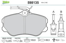 Sada brzdových destiček, kotoučová brzda VALEO 598135