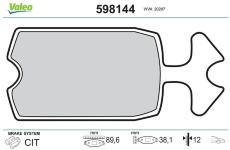 Sada brzdových destiček, kotoučová brzda VALEO 598144