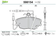 Sada brzdových destiček, kotoučová brzda VALEO 598154