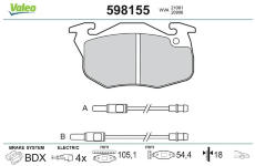 Sada brzdových destiček, kotoučová brzda VALEO 598155