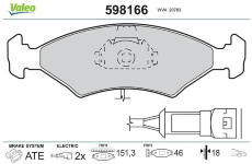 Sada brzdových destiček, kotoučová brzda VALEO 598166
