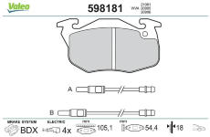 Sada brzdových destiček, kotoučová brzda VALEO 598181