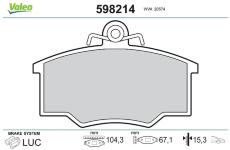 Sada brzdových destiček, kotoučová brzda VALEO 598214