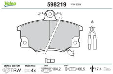 Sada brzdových destiček, kotoučová brzda VALEO 598219