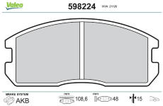 Sada brzdových destiček, kotoučová brzda VALEO 598224