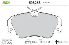 Sada brzdových destiček, kotoučová brzda VALEO 598256