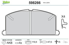 Sada brzdových destiček, kotoučová brzda VALEO 598266