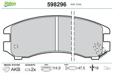 Sada brzdových destiček, kotoučová brzda VALEO 598296