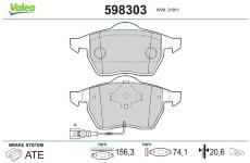 Sada brzdových destiček, kotoučová brzda VALEO 598303
