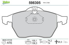 Sada brzdových destiček, kotoučová brzda VALEO 598305