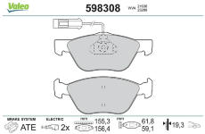 Sada brzdových destiček, kotoučová brzda VALEO 598308