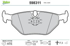 Sada brzdových destiček, kotoučová brzda VALEO 598311