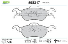 Sada brzdových destiček, kotoučová brzda VALEO 598317