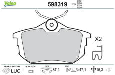 Sada brzdových destiček, kotoučová brzda VALEO 598319
