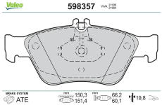 Sada brzdových destiček, kotoučová brzda VALEO 598357