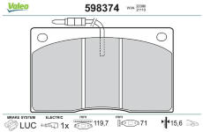 Sada brzdových destiček, kotoučová brzda VALEO 598374