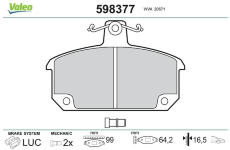Sada brzdových destiček, kotoučová brzda VALEO 598377