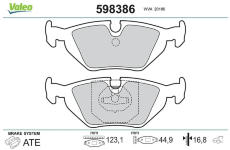 Sada brzdových destiček, kotoučová brzda VALEO 598386