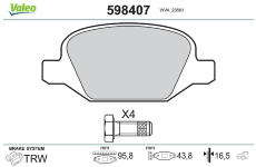 Sada brzdových destiček, kotoučová brzda VALEO 598407