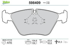 Sada brzdových destiček, kotoučová brzda VALEO 598409