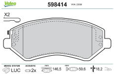 Sada brzdových destiček, kotoučová brzda VALEO 598414