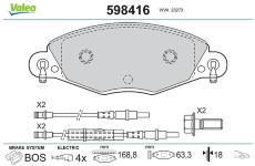 Sada brzdových destiček, kotoučová brzda VALEO 598416