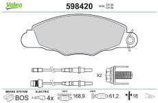 Sada brzdových destiček, kotoučová brzda VALEO 598420
