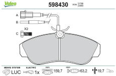 Sada brzdových destiček, kotoučová brzda VALEO 598430