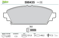 Sada brzdových destiček, kotoučová brzda VALEO 598435