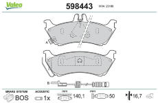 Sada brzdových destiček, kotoučová brzda VALEO 598443