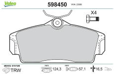 Sada brzdových destiček, kotoučová brzda VALEO 598450