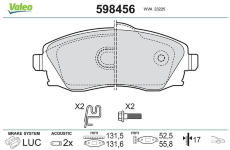 Sada brzdových destiček, kotoučová brzda VALEO 598456
