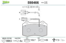 Sada brzdových destiček, kotoučová brzda VALEO 598466