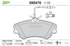 Sada brzdových destiček, kotoučová brzda VALEO 598470