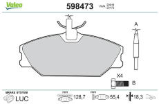 Sada brzdových destiček, kotoučová brzda VALEO 598473