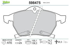 Sada brzdových destiček, kotoučová brzda VALEO 598475