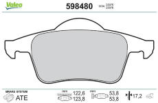 Sada brzdových destiček, kotoučová brzda VALEO 598480