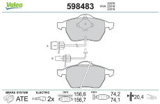 Sada brzdových destiček, kotoučová brzda VALEO 598483