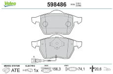 Sada brzdových destiček, kotoučová brzda VALEO 598486