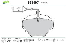 Sada brzdových destiček, kotoučová brzda VALEO 598497