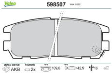 Sada brzdových destiček, kotoučová brzda VALEO 598507