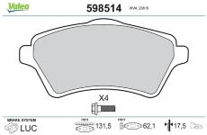 Sada brzdových destiček, kotoučová brzda VALEO 598514