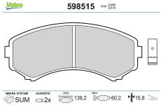 Sada brzdových destiček, kotoučová brzda VALEO 598515