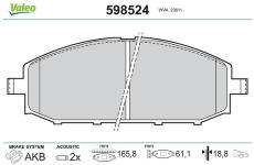 Sada brzdových destiček, kotoučová brzda VALEO 598524