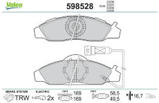 Sada brzdových destiček, kotoučová brzda VALEO 598528