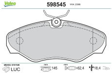 Sada brzdových destiček, kotoučová brzda VALEO 598545