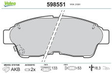 Sada brzdových destiček, kotoučová brzda VALEO 598551